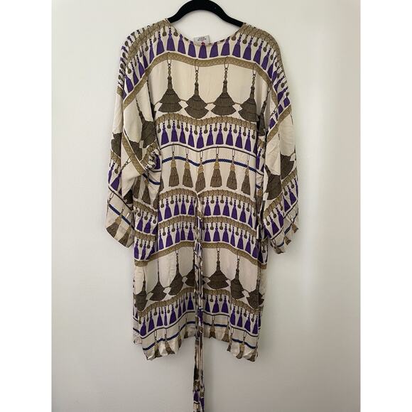 Mara Hoffman The Parkour Brooklyn Vintage Rare tassel Print Silk Robe *AS IS* - Picture 1 of 12